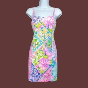 Lilly Pulitzer Womens Block Party Shelli Stretch Tie Back Mini Dress Size 4